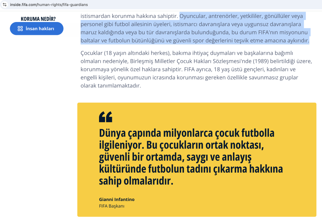 Futbol'da "çocuk ticareti" kavramı neyi ifade eder ? 4 FIFA Misyonu